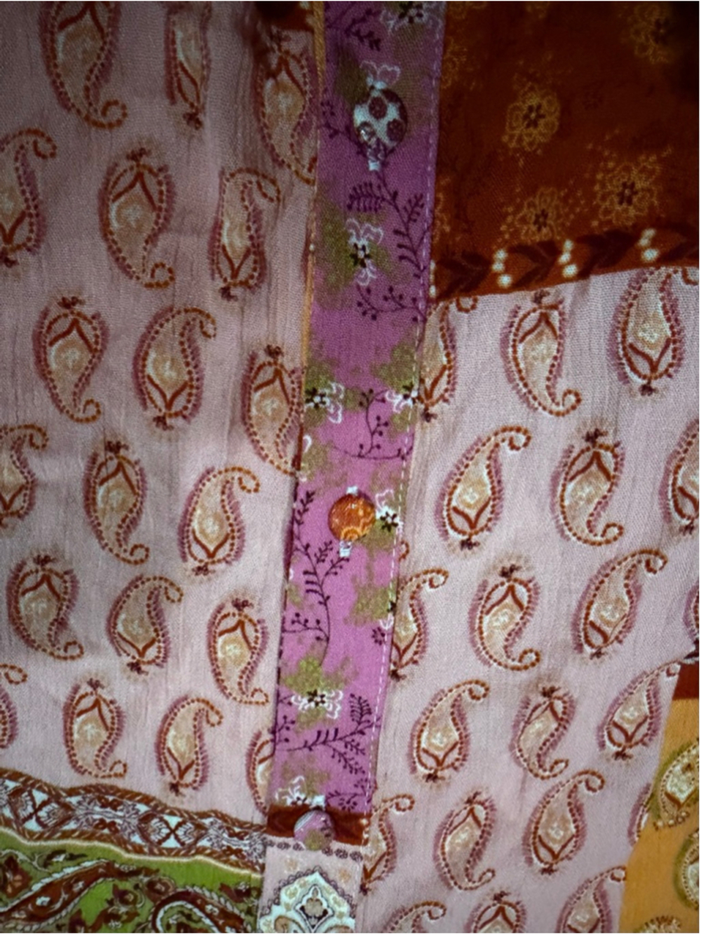 Aura Women Paisley Patchwork Button-Up Shirt Boho Bohemian Top Small NWT - Picture 7 of 9